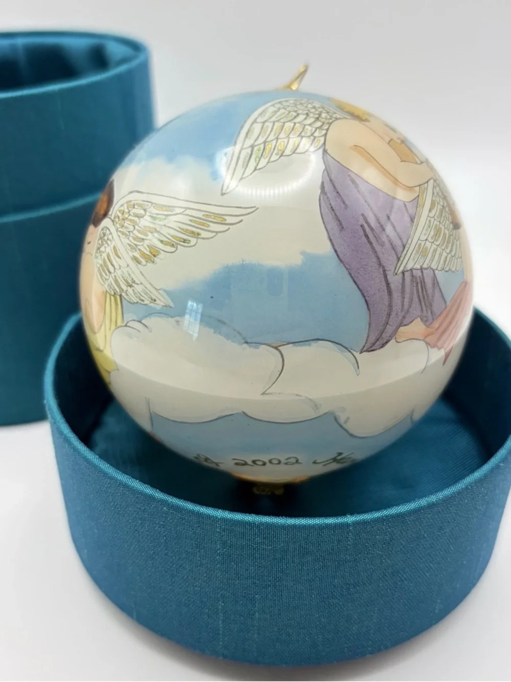 Vtg 2002 Pier 1 Li Bien Inside Painted Christmas Ornament Angels Singing Boxed